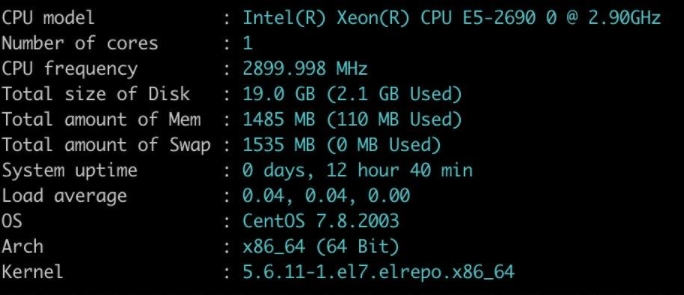 CPU、内存配置情况