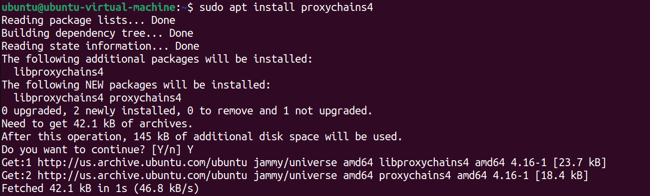 Sudo apt install proxychains4
