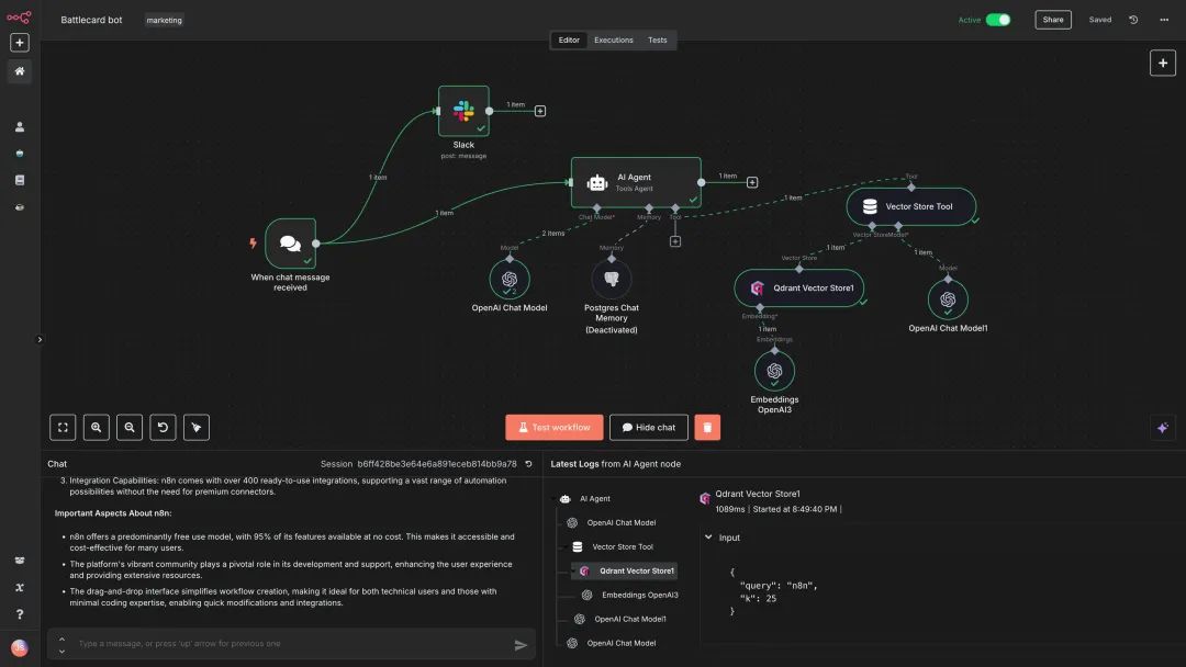 n8n 的 workflow 编排页面