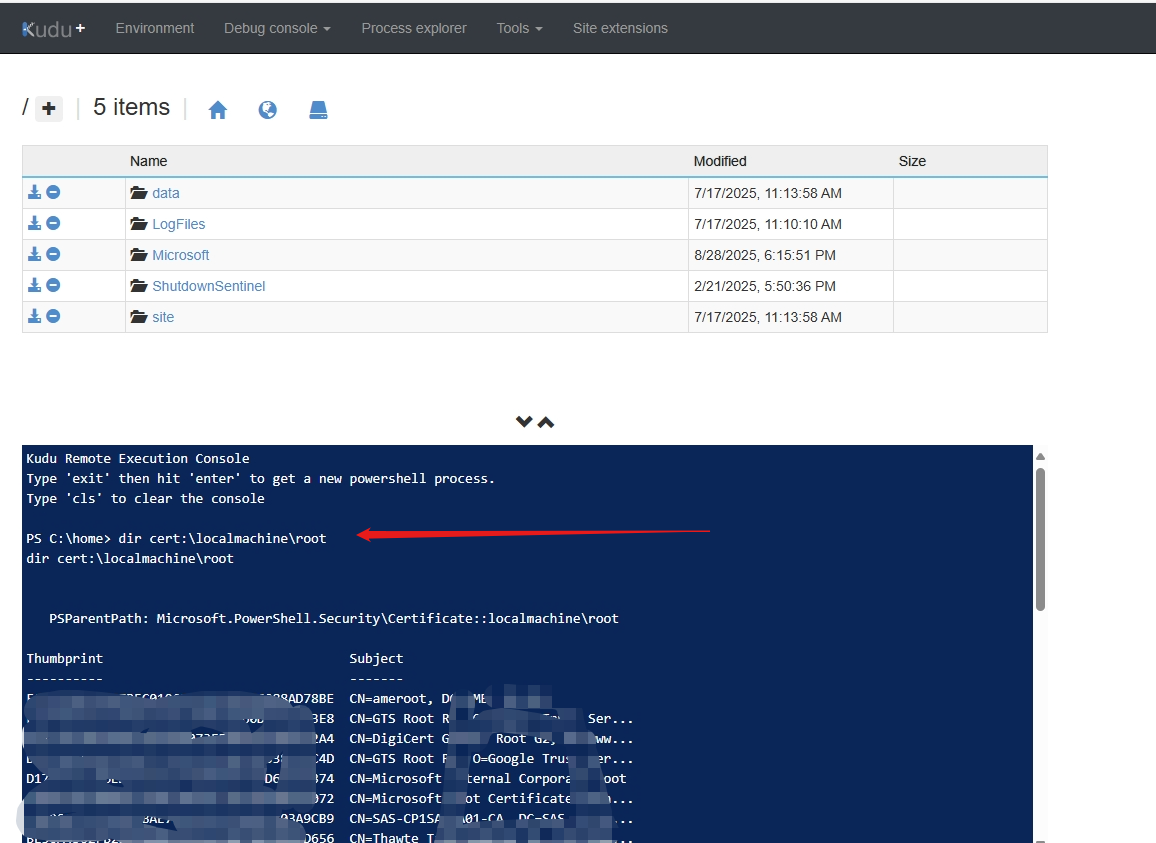 【Azure App Service】在App Service中查看CA证书_远程服务