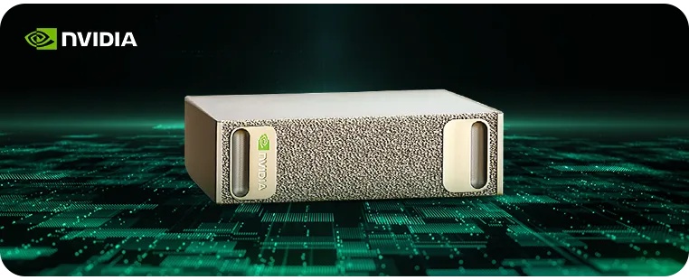 DGX Spark 英伟达 AI一体机银灰金属机身搭配散热孔设计置于电路背景中_1