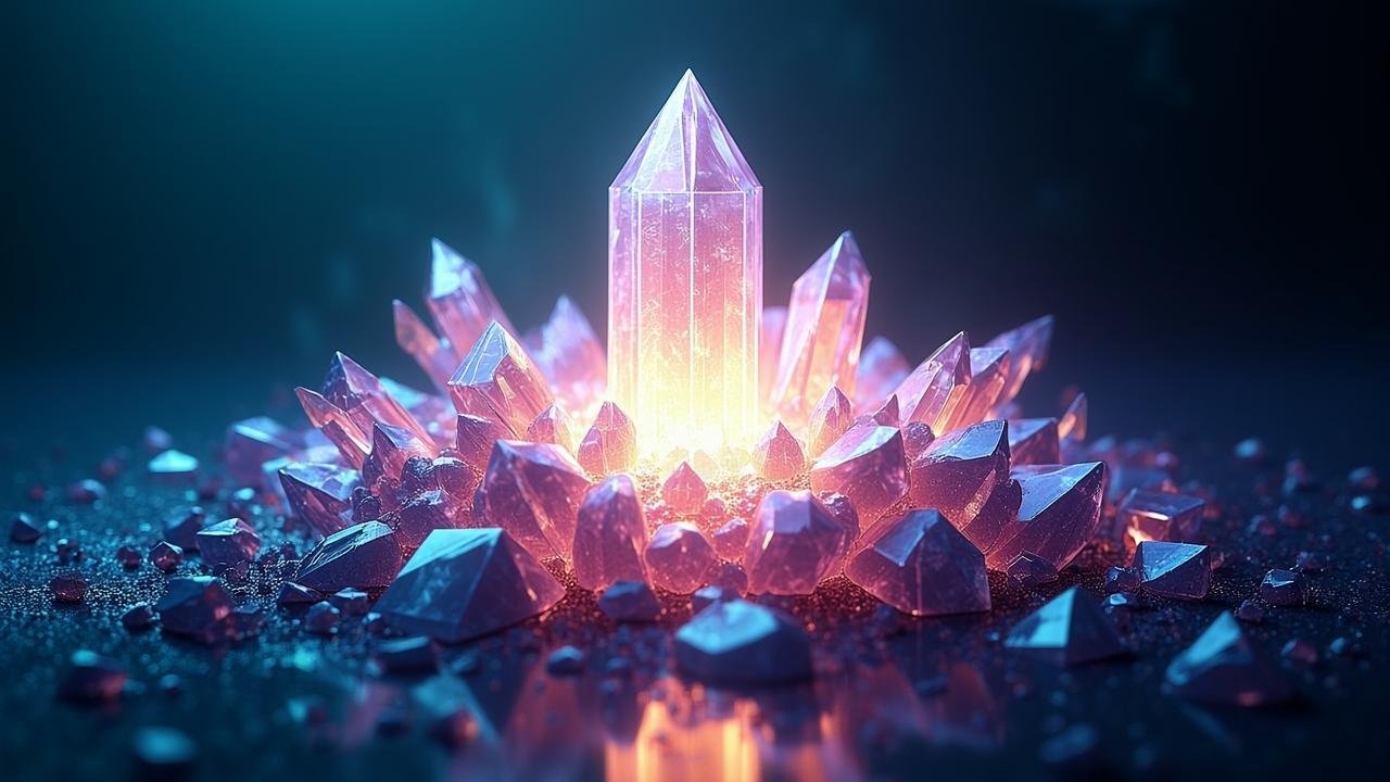 A luminous crystalline structure emerging from a d