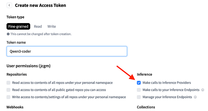 HuggingFace creating API token. Image by Jim Clyde Monge