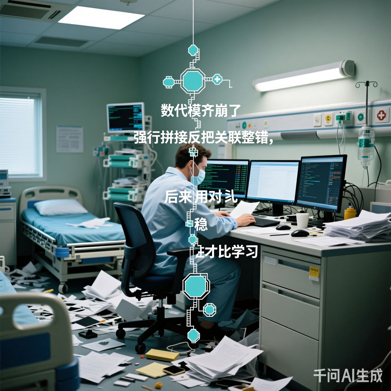 值班室里的混乱工作台