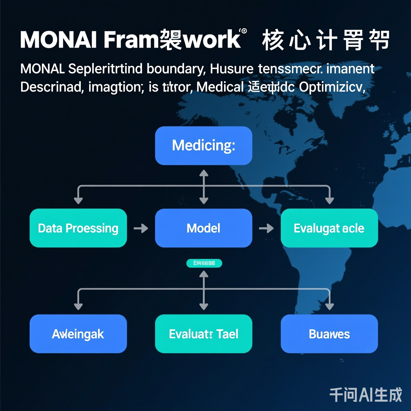 MONAI框架核心组件示意图：数据处理、模型、评估模块的医疗适配优化