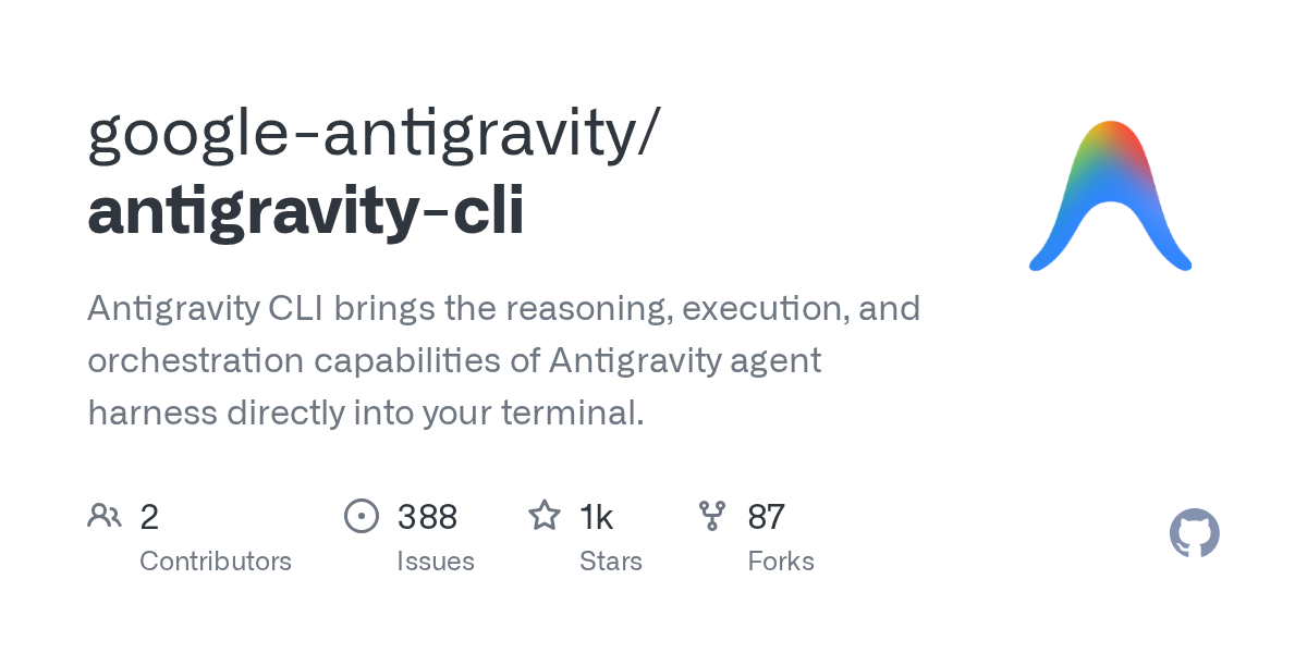 GitHub - google-antigravity/antigravity-cli: Antigravity CLI brings the  reasoning, execution, and orchestration capabilities of Antigravity agent  harness directly into your terminal. · GitHub