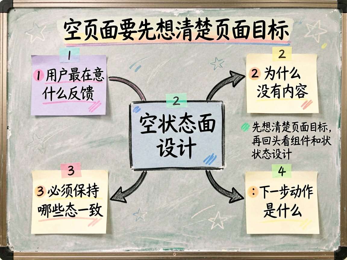 为一篇 HarmonyOS7 技术文章绘制一张手绘笔记风框架图,主题是“空页面要先想清楚页面目标”。