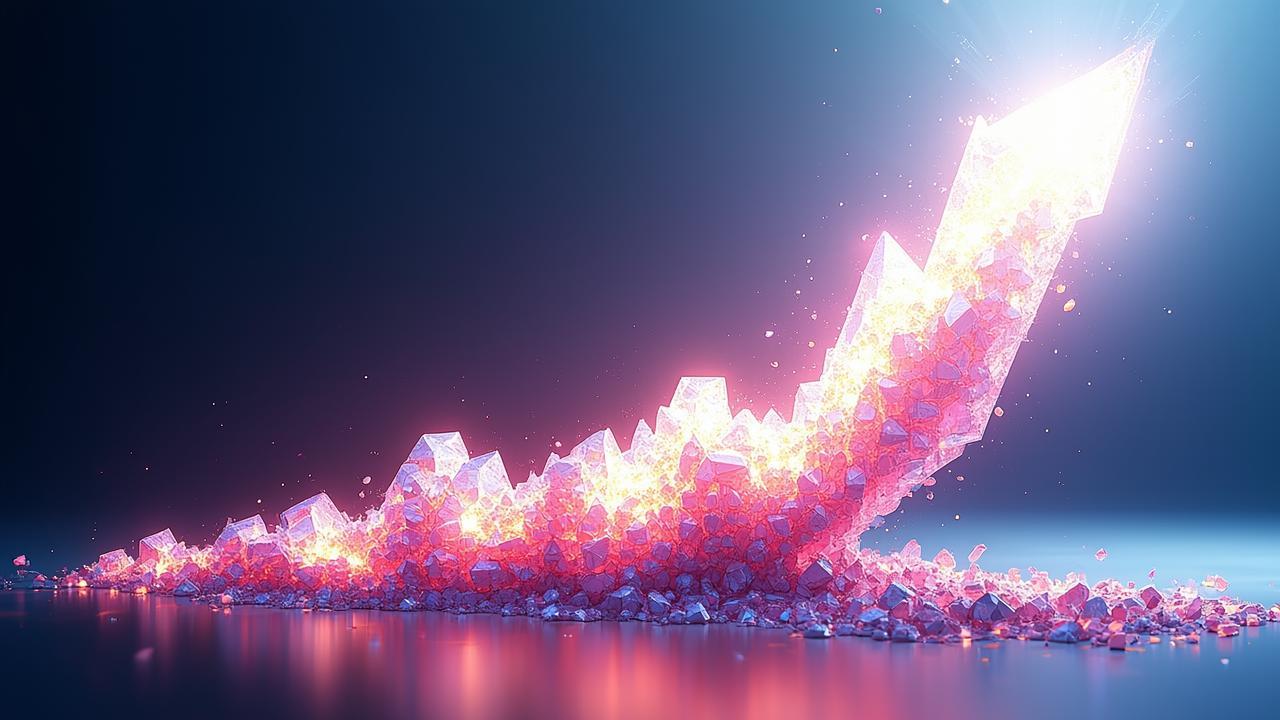A luminous exponential curve ascending rapidly fro