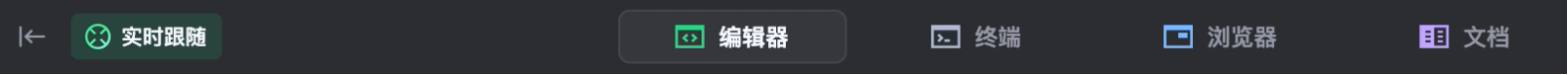 编辑器、终端、浏览器、文档、实时跟随