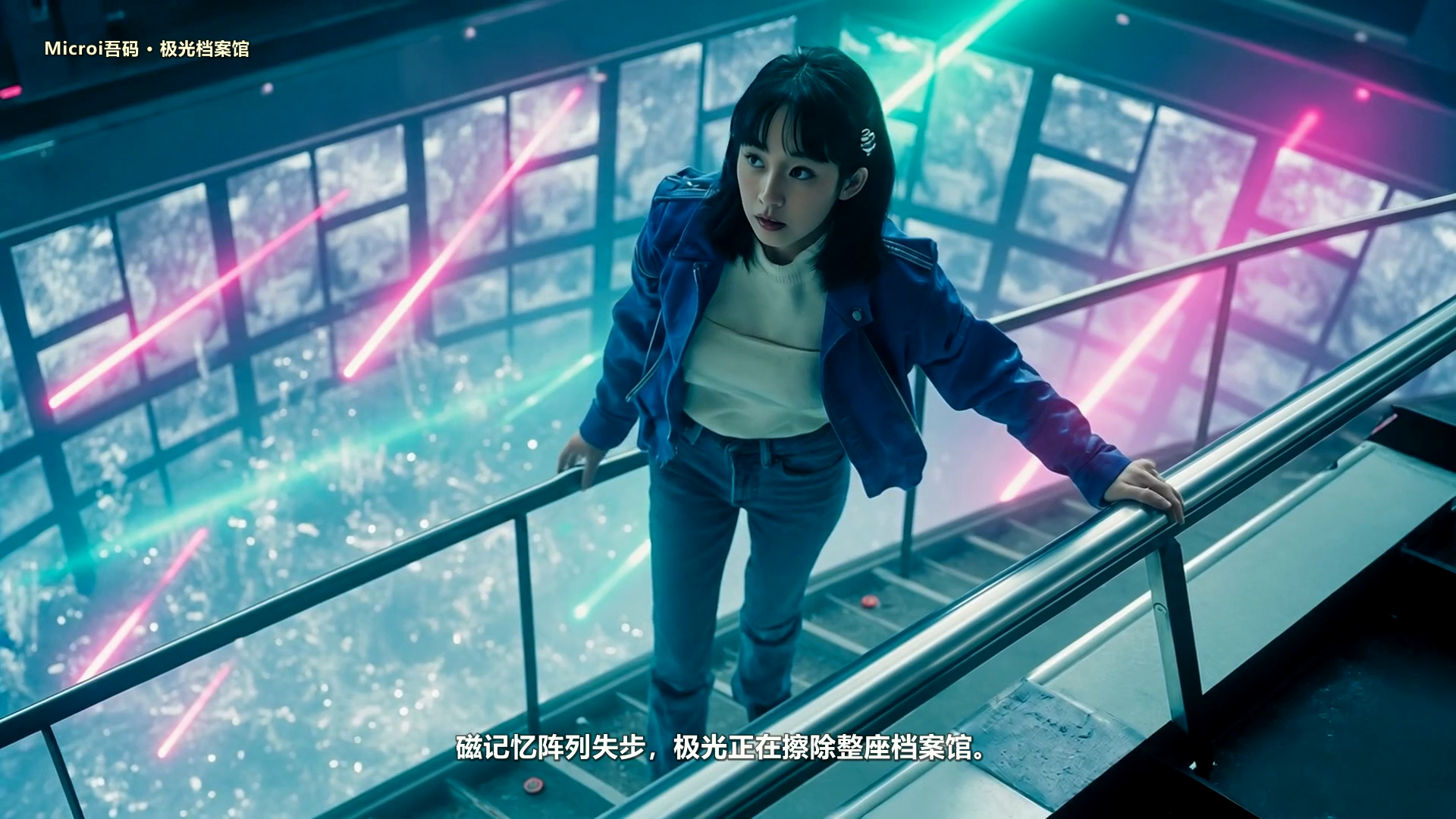 云上档案桥中成年工程师面对失步极光晶格