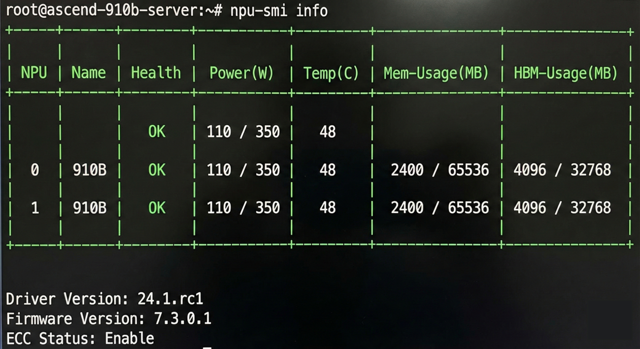 图2：npu-smi运行截图