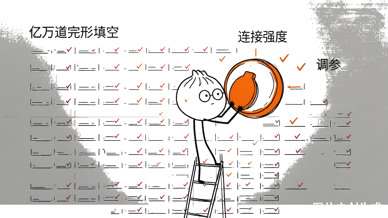 图3 · 训练=刷亿万道完形填空，调"连接强度"