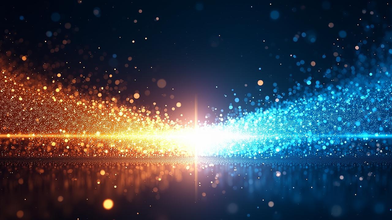 A conceptual artistic scene showing two parallel s