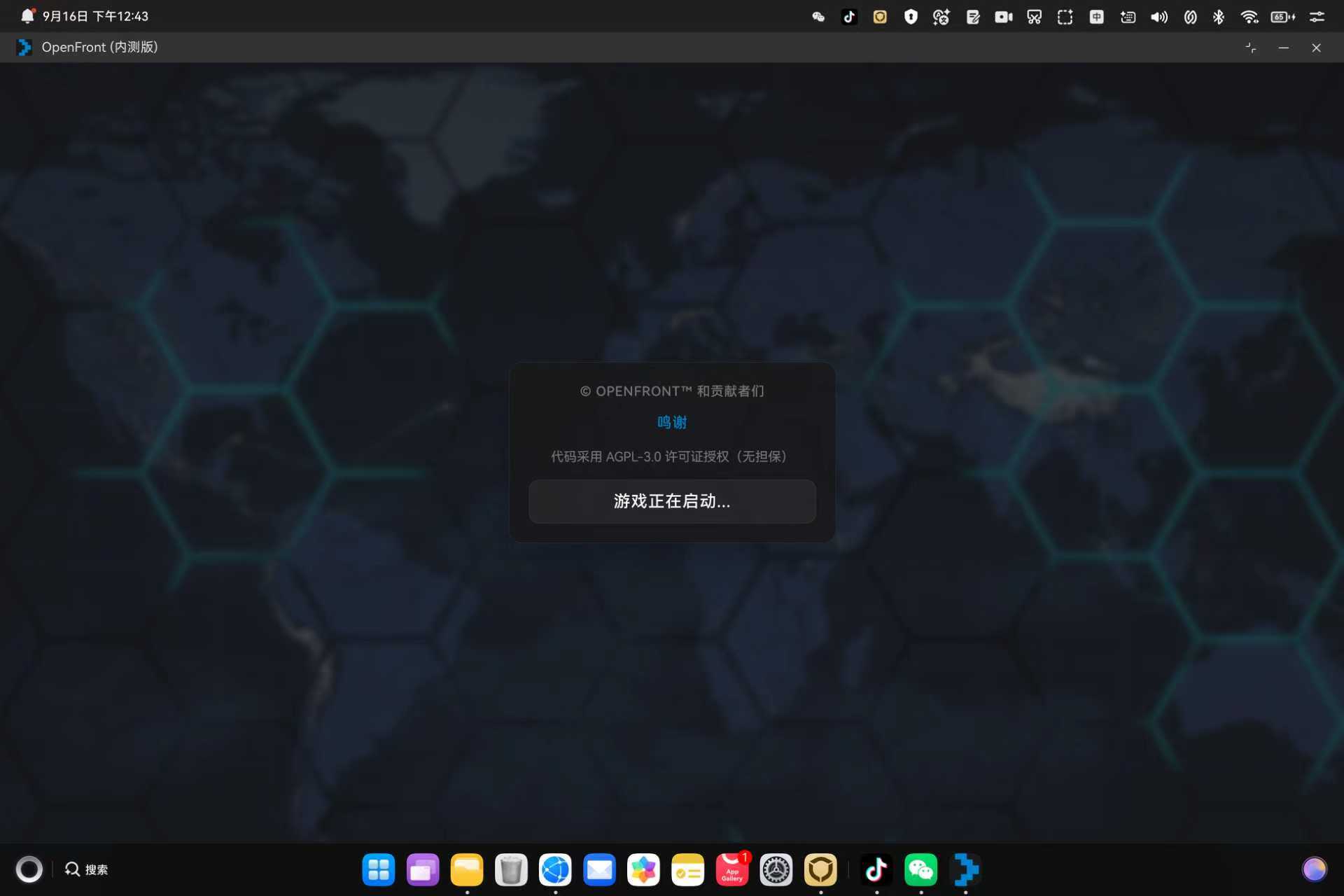 真机启动：OpenFront 运行在鸿蒙 PC 桌面上