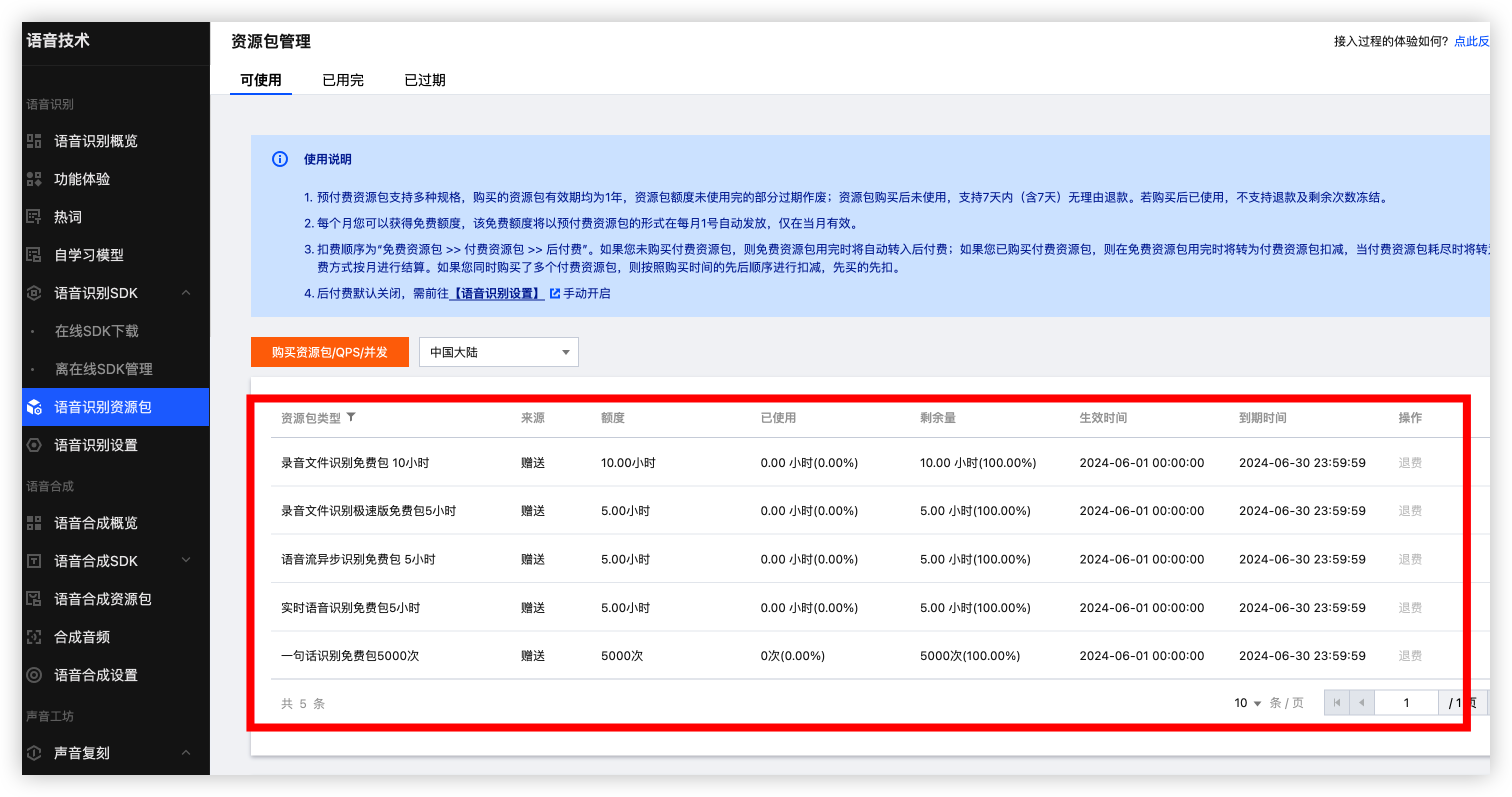 免费资源额度