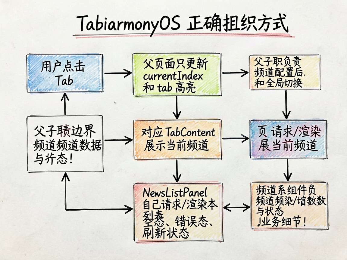 为一篇 HarmonyOS 7 技术文章绘制一张 sketch-notes 风格的流程图,内容是 T