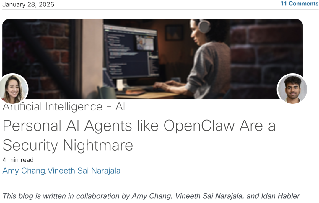 网络安全专家称:「OpenClaw这类个性化Agent是安全噩梦」。