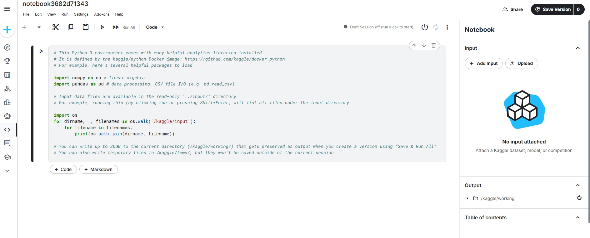 Kaggle notebook 文件系统结构图，展示 input/working/temp 的区别的截图