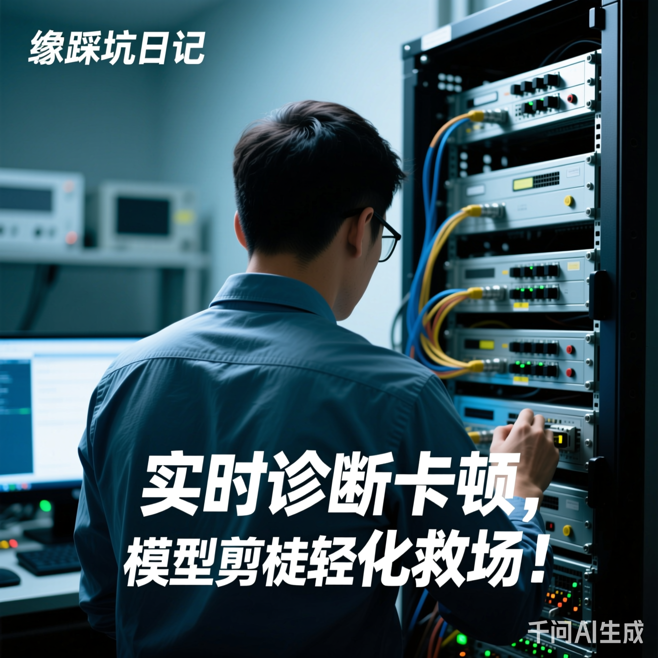 运维工程师调试设备的背影