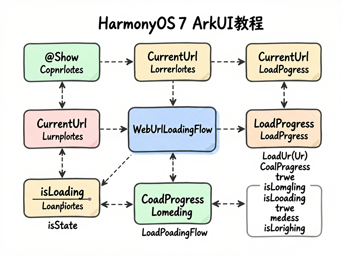 为一篇 HarmonyOS7 ArkUI 教程绘制一张 sketch-notes 风格的框架图,展示