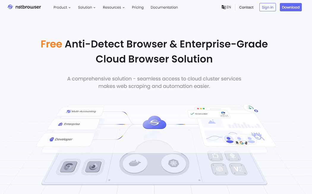 nstbrowser website homepage