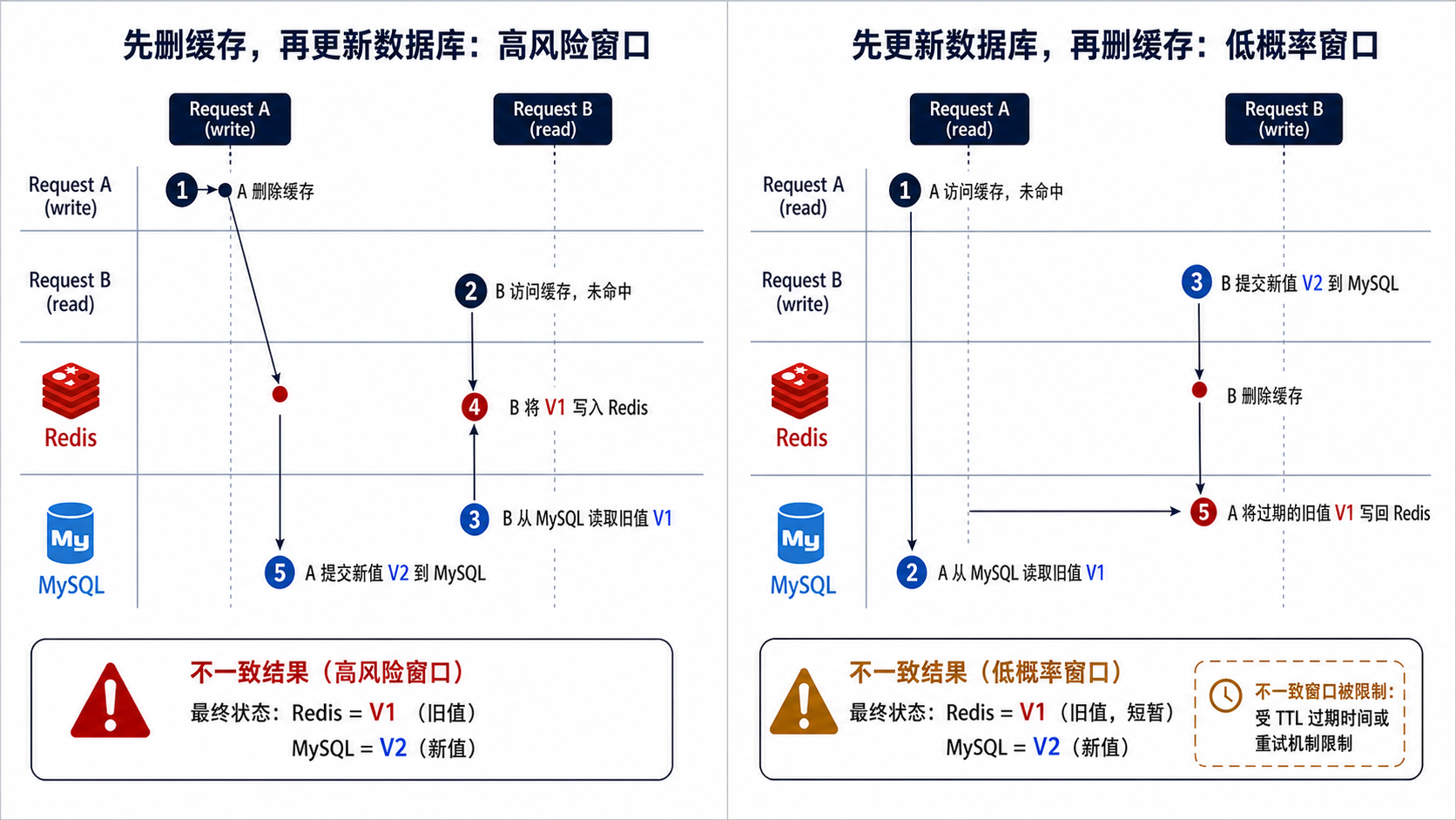 两种顺序的并发竞态时间线