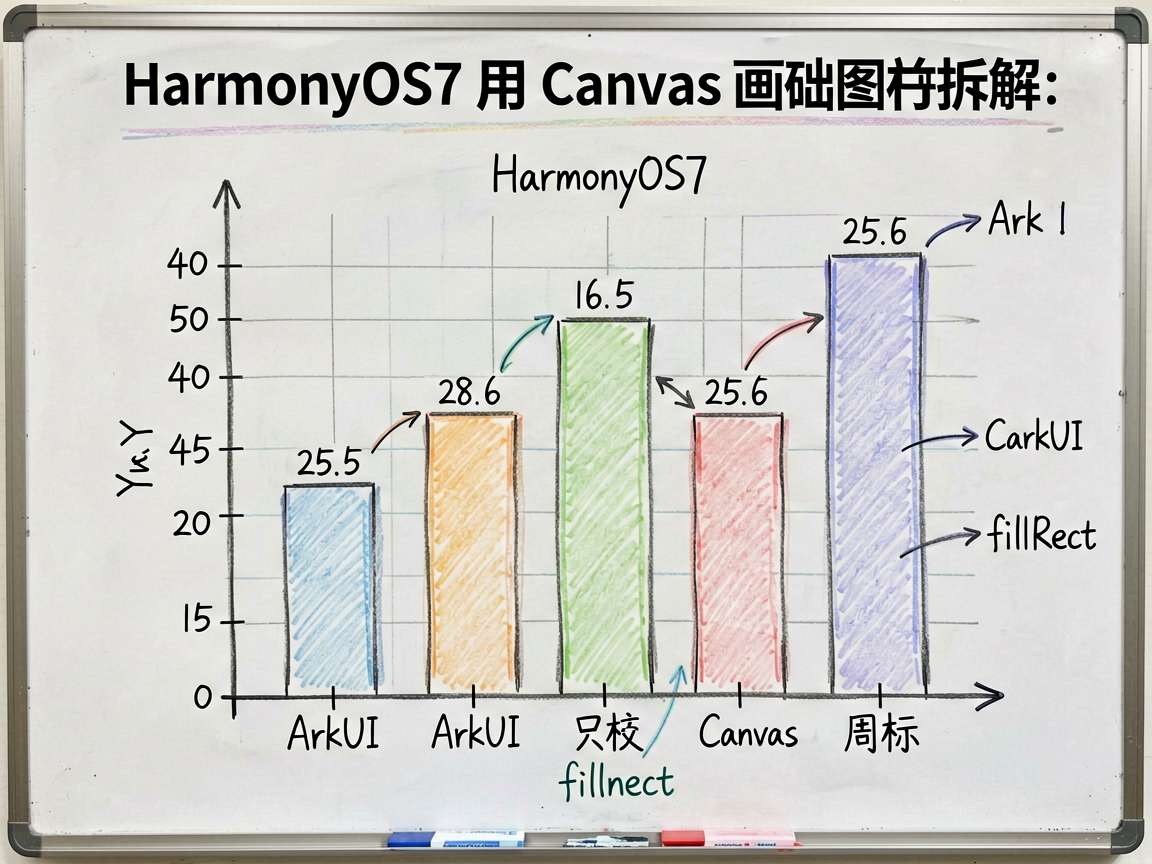 为技术教程文章《HarmonyOS7 用 Canvas 画柱状图并不难:CanvasBarChart