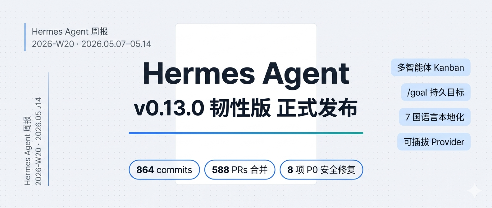 Hermes Agent v0.13.0 韧性版正式发布