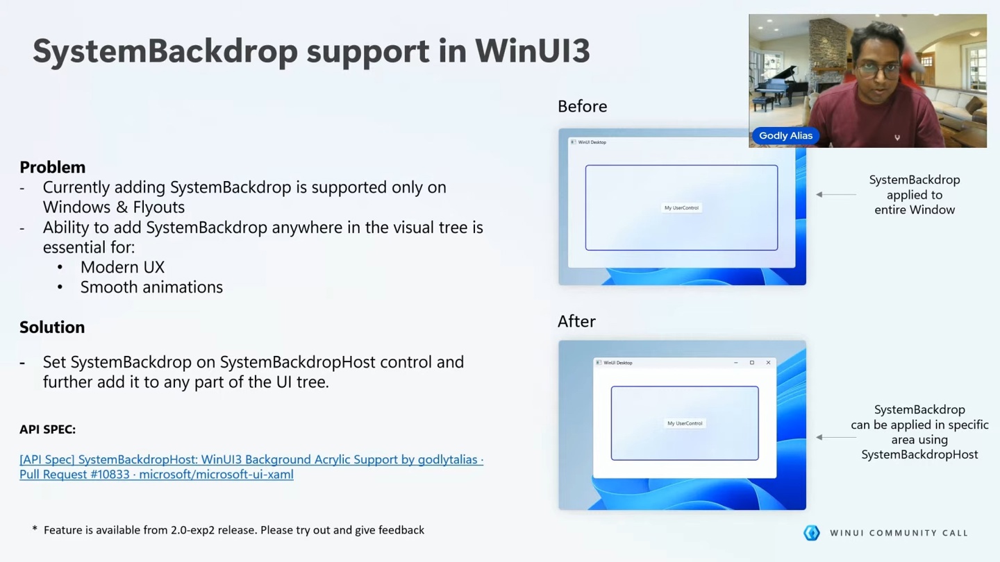 Systembackdrop support in Windows 11 apps