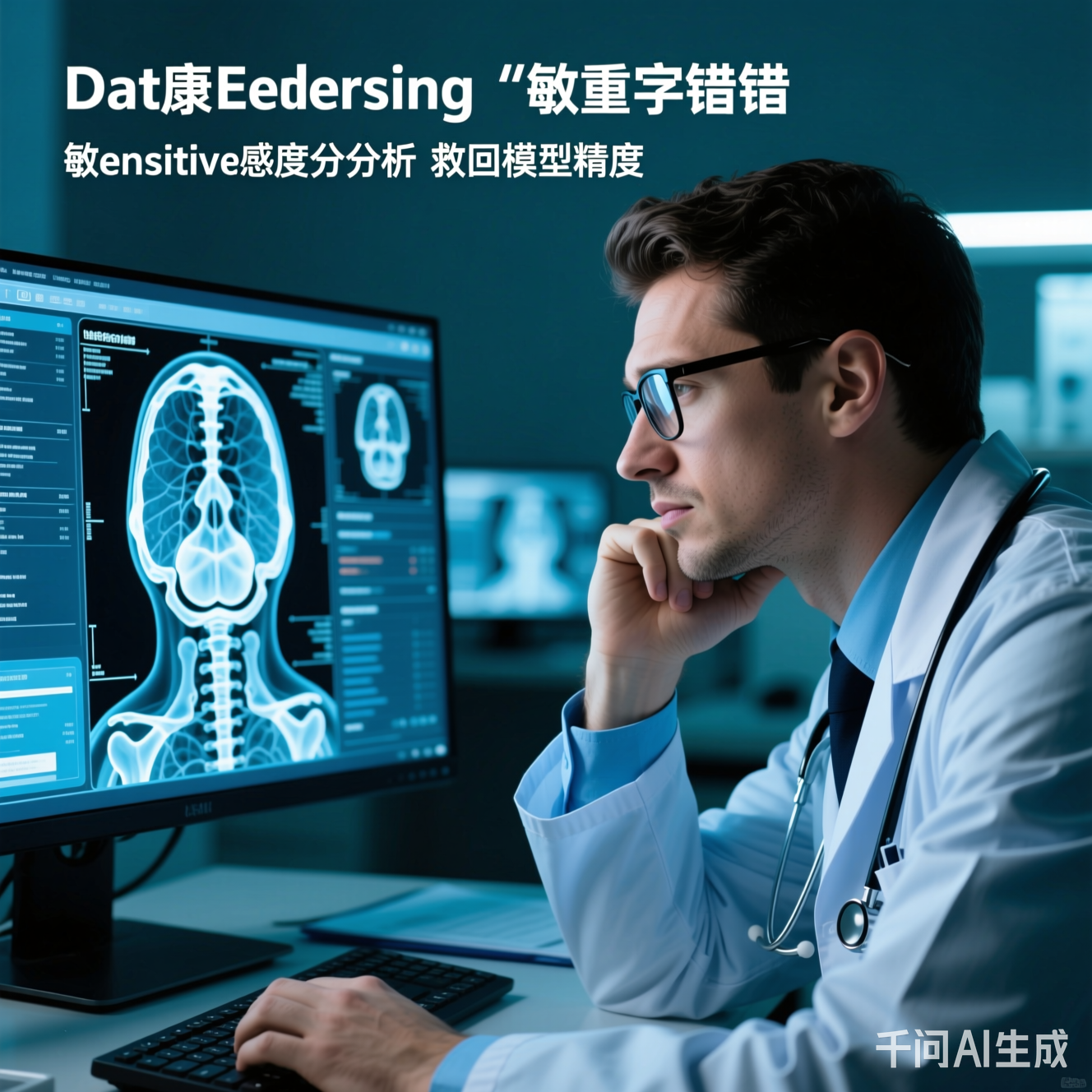 医生和数据科学家对着屏幕发呆