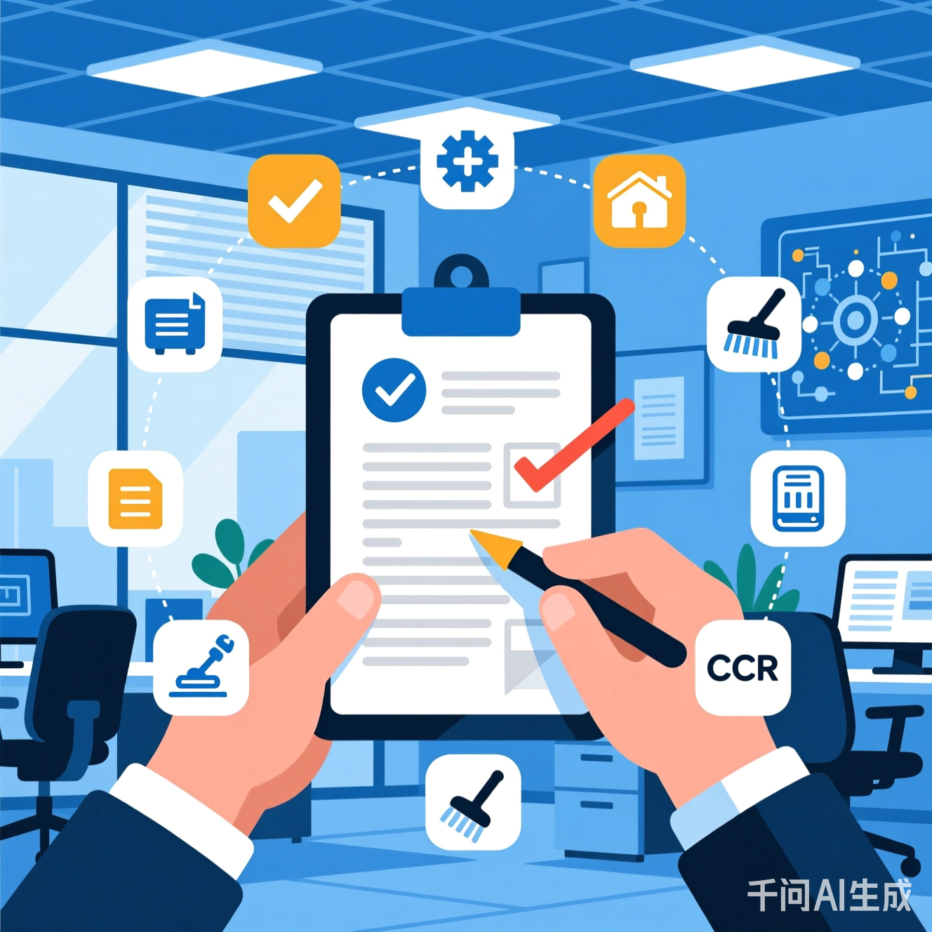 企业应用场景插图:展示文档审核、合规检测、数据清理、OCR 数字化等场景