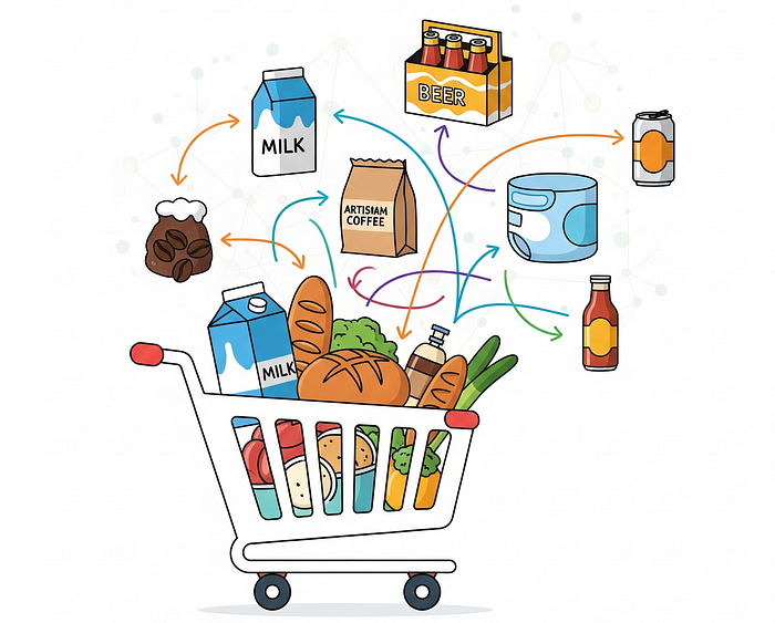 Market Basket Analysis [MBA] | AI 生成图片。Google Gemini, 2025。