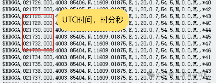 GGA语句中的UTC时间时分秒