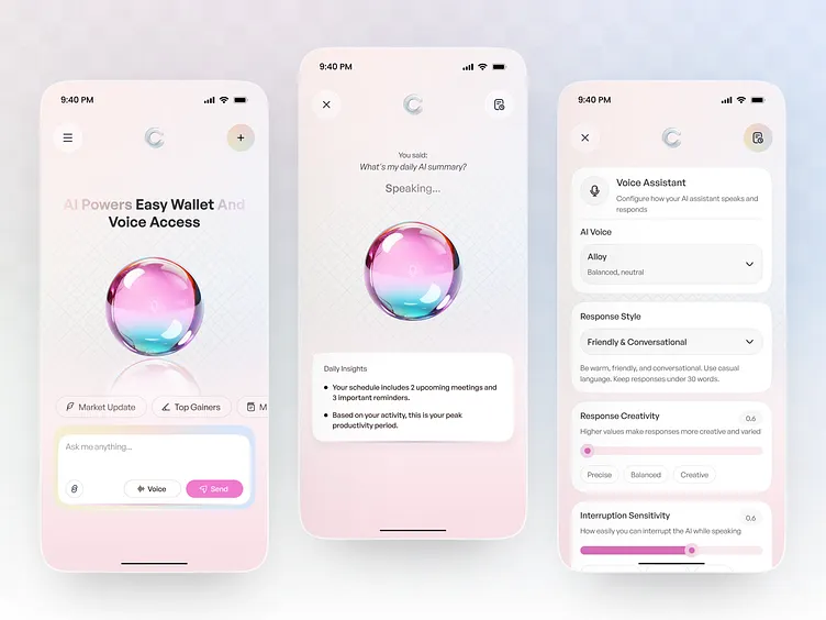 AI Voice Interaction — Smart Assistant Mobile UI by Imran Jakir on Dribbble