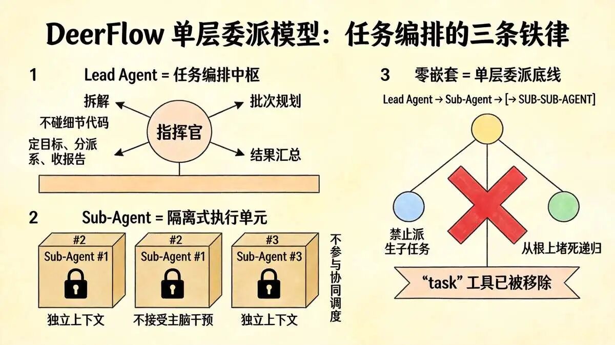 一、Harness 任务单层委派模型： 任务编排与执行的三条铁律