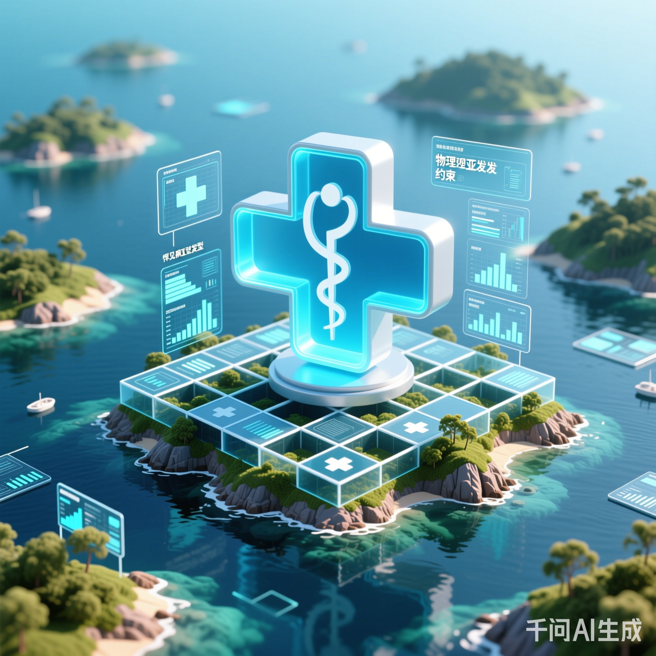 无数格子间隔开的岛屿上漂浮着医疗数据