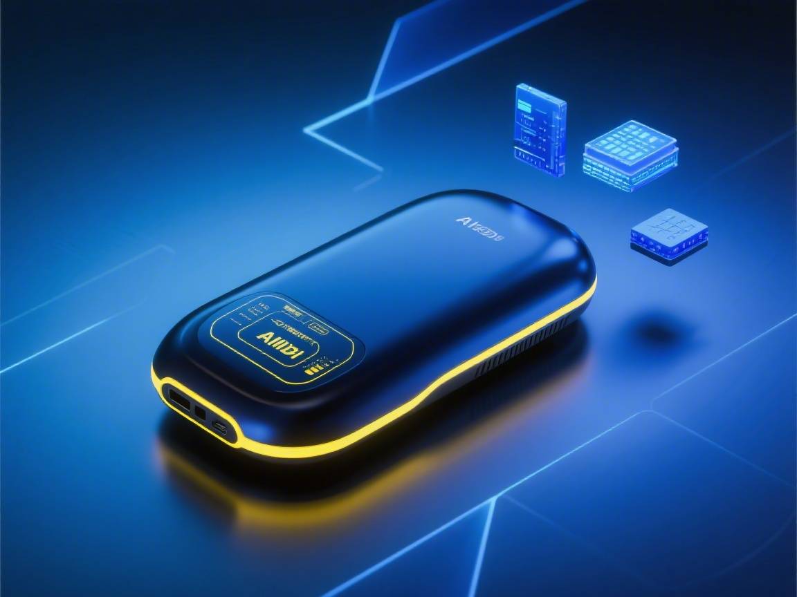 AI硬件产品,科技风,蓝黄主色调