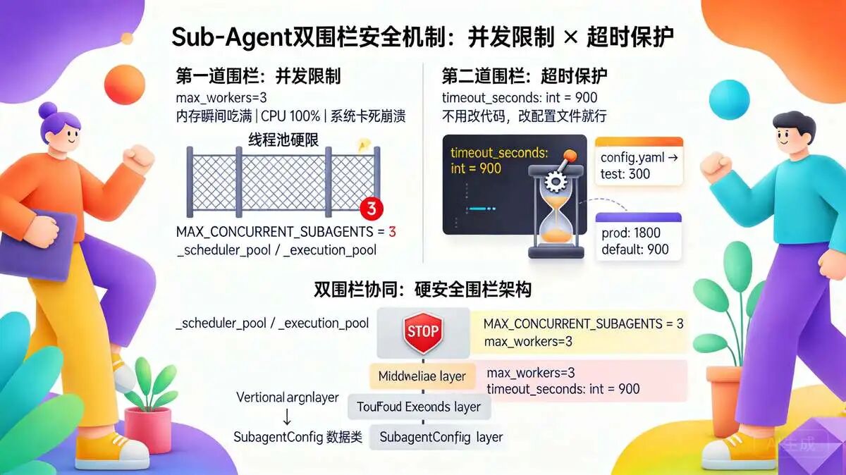 四、  Sub-Agent  的 两道安全围栏：并发限制与超时保护