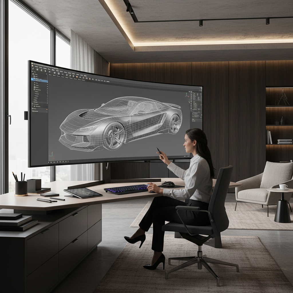 设计师准备3D模型以打印到电脑屏幕上
