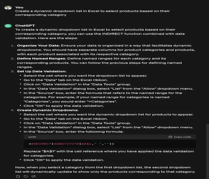 在 Excel 中使用下拉列表，根据产品所属类别选择产品。