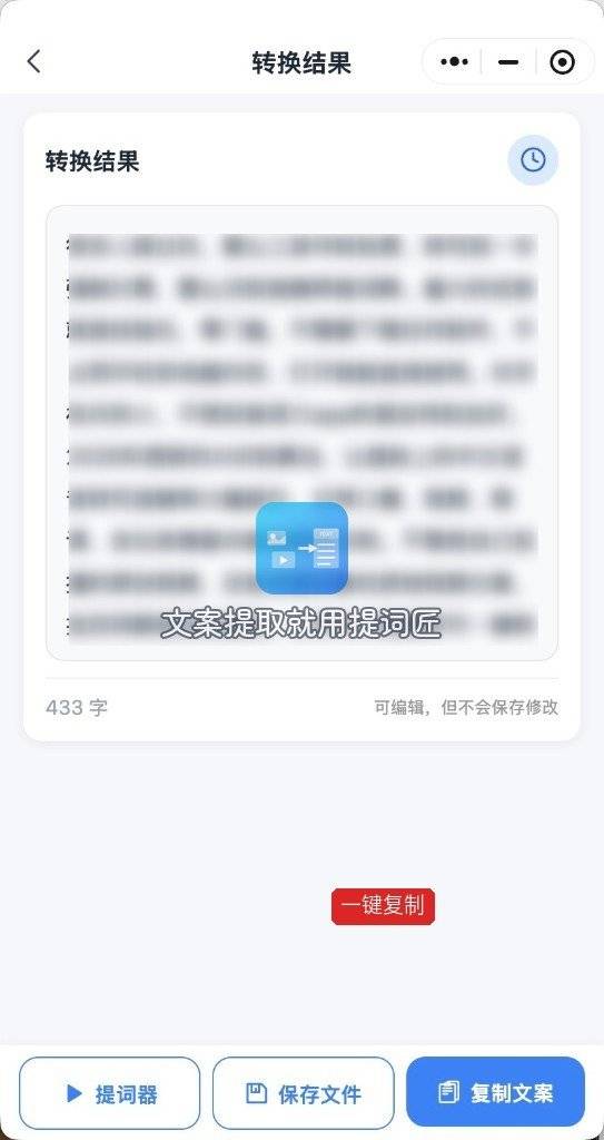 结果页的一键复制与 TXT/Word/SRT 导出入口