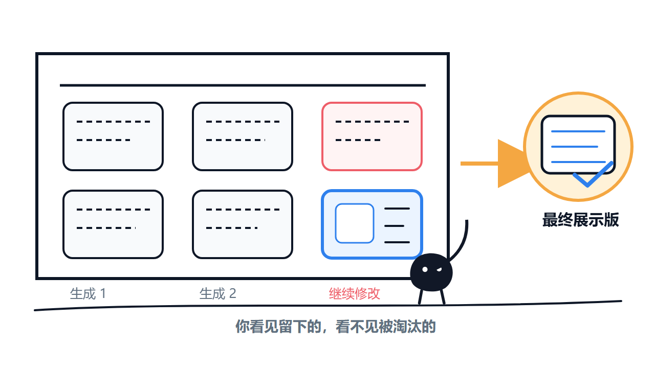 你看到的是最终版，看不到被淘汰的版本