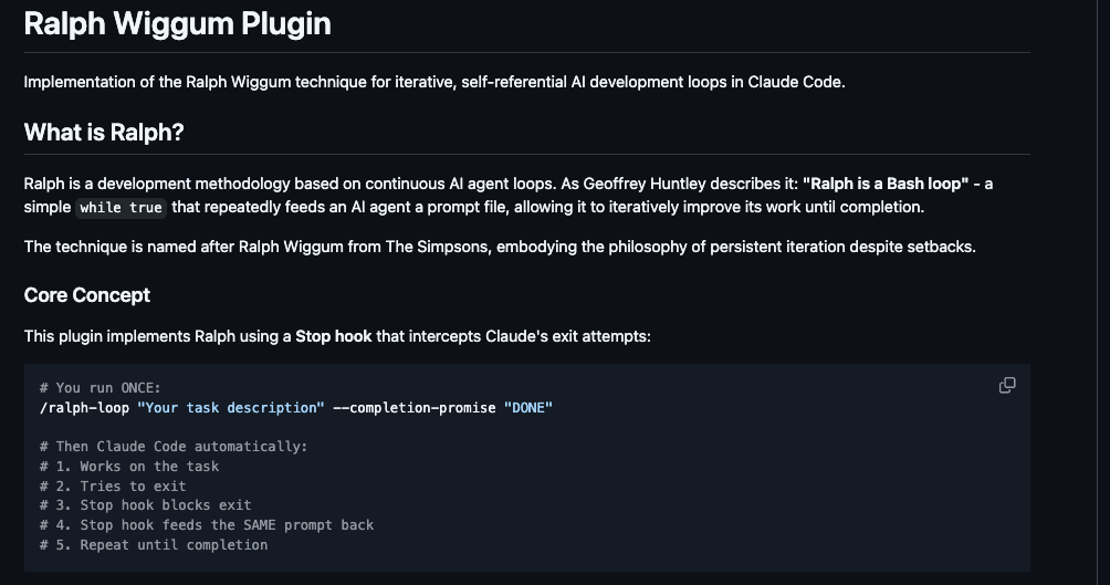 Ralph Wiggum 插件工作流程示意图