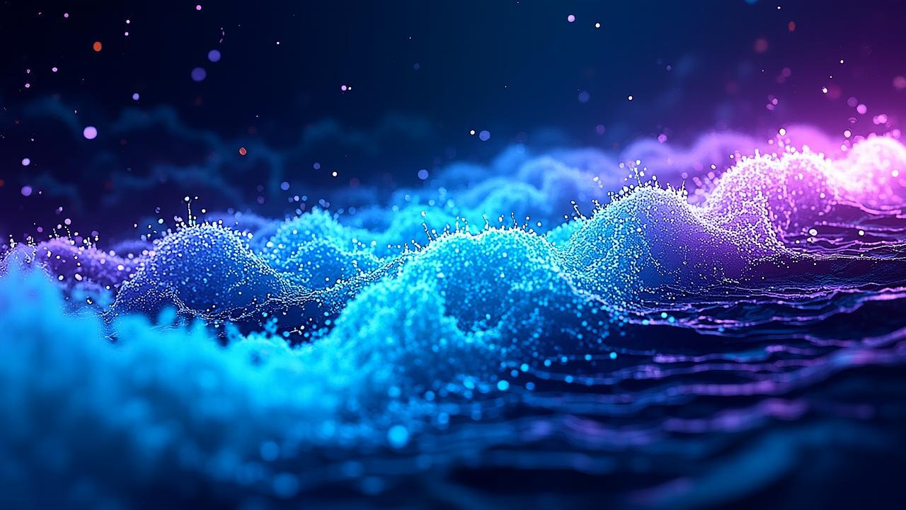 Abstract data flow imagery: countless glowing part