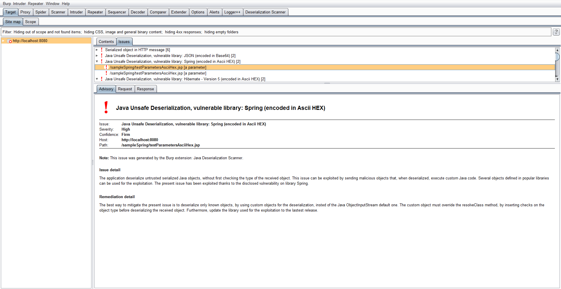GitHub - federicodotta/Java-Deserialization-Scanner: All-in-one plugin for  Burp Suite for the detection and the exploitation of Java deserialization  vulnerabilities · GitHub