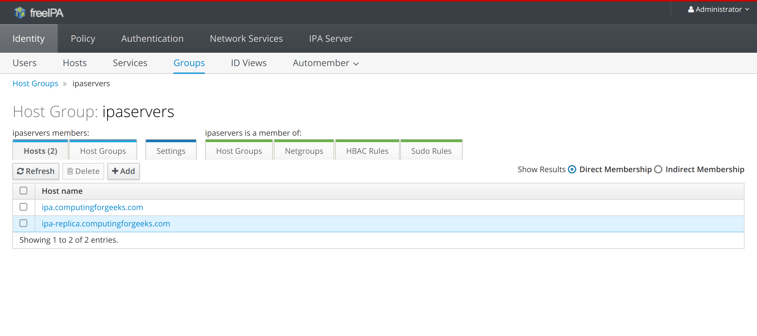 ipa replica host groups