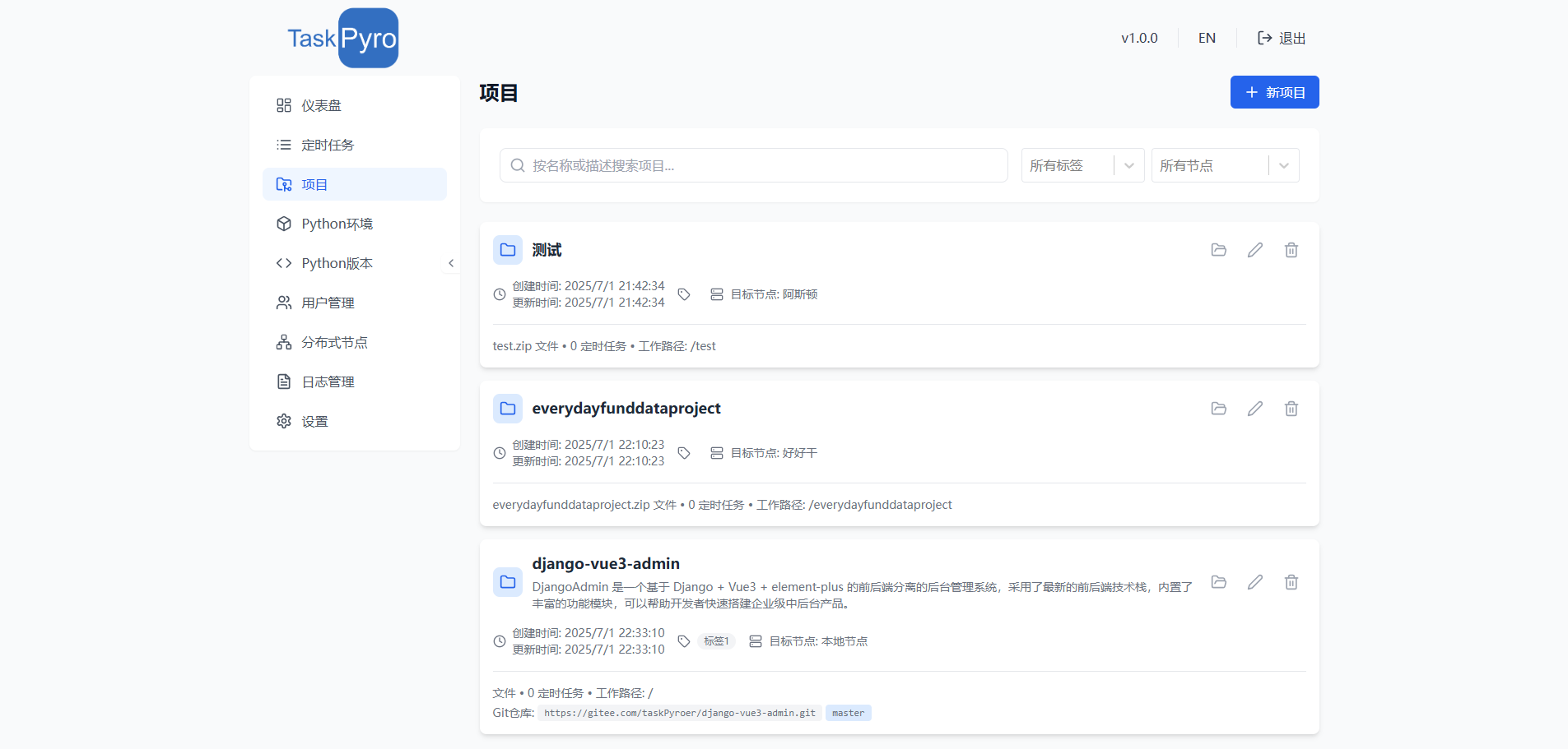 专业版项目界面
