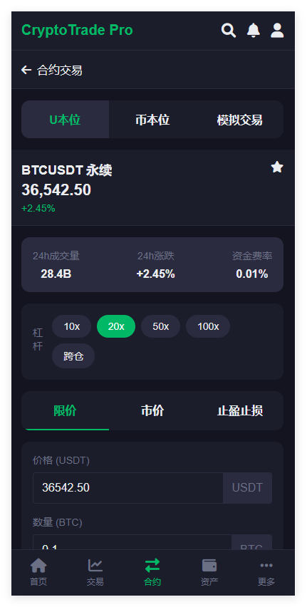 CryptoTrade Pro – 专业数字货币交易所PC+APP端合约+C2+杠杆+可二开