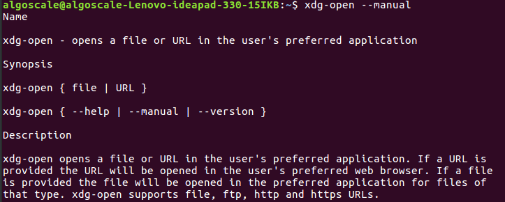 xdg-open --manual