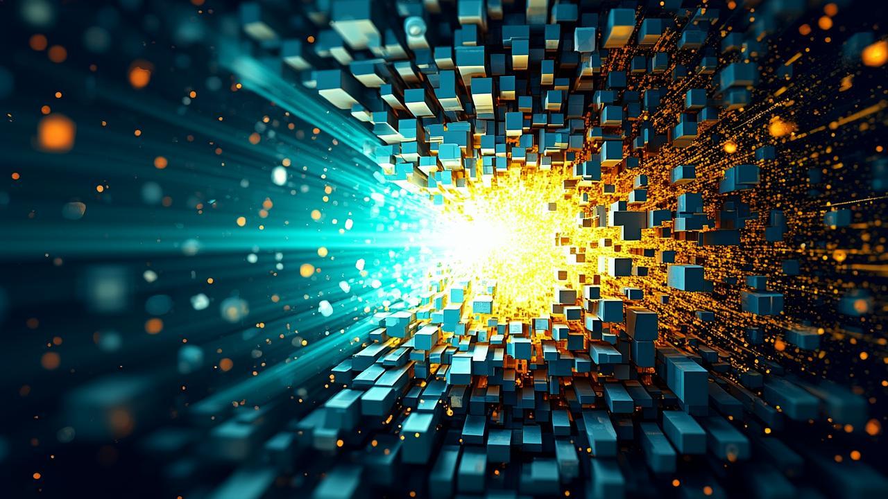 Abstract visual awakening imagery: a bright cyan s